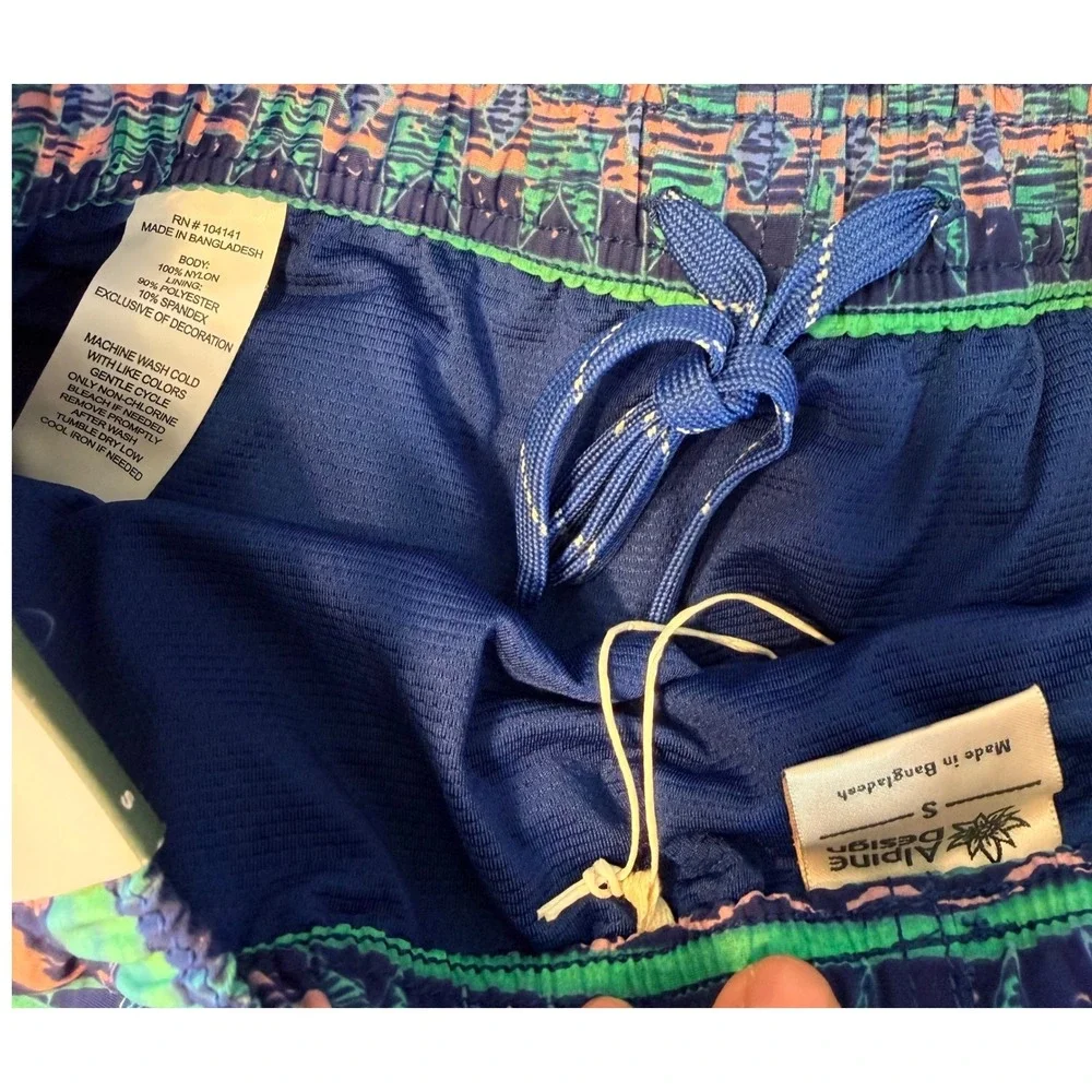 NWT Alpine Design Mens Swim Trunks Blue Horizon Lined 5